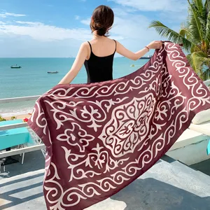 Women summer beach scarf ethnic style shawl seaside sun protection lightweight scarf