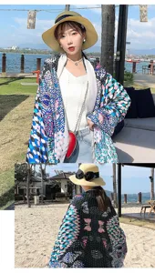 Retro ethnic printed cotton linen shawl women versatile beach sun protection scarf holiday