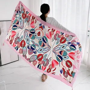 Women printed shawl scarf vintage ethnic style large sun protection wrap for travel fashion.