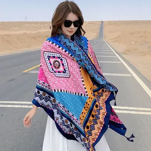 Böhmischer ethnischer Druck Schal Damen Strand Tuch Sonnenschutz Sommer Mode Halstuch