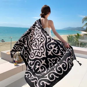 Women ethnic style beach towel shawl sunscreen scarf summer vacation seaside outdoor photo wrap