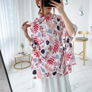 Floral print tassel shawl scarf for women, elegant spring accessory for daily wear or travel.