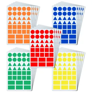 Colorful geometric stickers set, round triangle square DIY art craft labels.