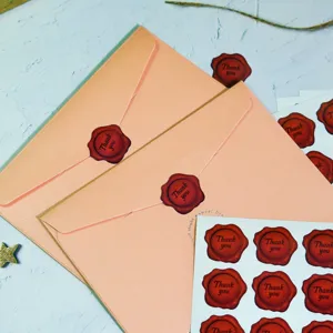 Red wax seal stickers for wedding invitations, retro gift packaging and envelope decoration.