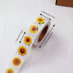 Sunflower sticker roll, decorative labels for journaling, envelopes, and gift sealing details.