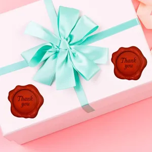 Vintage red wax seal stickers with thank you text for gift wrapping and wedding invitations.
