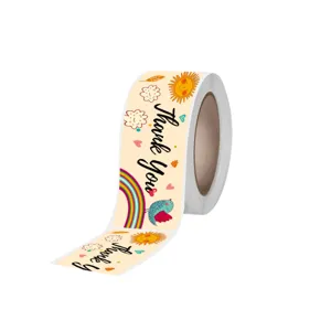 Cartoon Thank You Sticker Roll Cute Rainbow Sun Packaging Seal Labels for Orders 500pcs