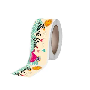 Roll thank you stickers cute cartoon sealing labels for order packaging business wholesale