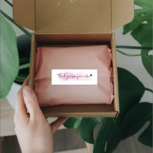 Roll of thank you sealing stickers for packaging, decorative labels in practical size.