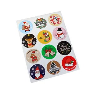 Christmas round sealing stickers 120pcs various cute cartoon holiday gift bag decor labels
