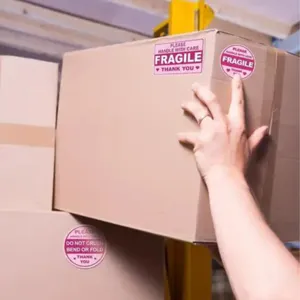 Fragile warning shipping labels stickers handle with care packaging stickers roll for boxes.