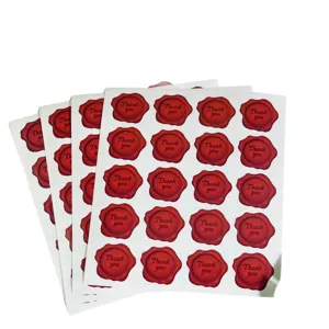 Red wax seal stickers retro fire paint style sealing stickers for wedding invitations.