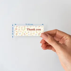 Floral Thank You sticker self adhesive label roll for gift wrapping sealing stationery.