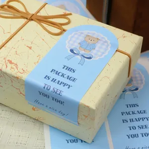 Decoratieve rechthoekige geschenkdoos zegelstickers met schattig berenontwerp voor verpakkingen