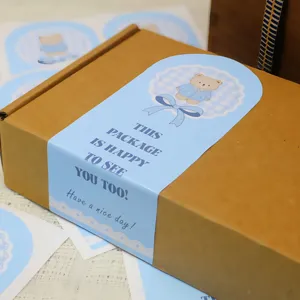 Rechthoekige verpakking afdichtingsstickers schattig berenontwerp zelfklevende labels