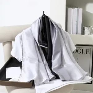 Sciarpa di seta sfumata da donna, elegante scialle lungo e sottile, morbido copricostume da spiaggia.