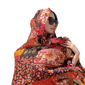 Boho paisley print beach scarf sunscreen shawl ethnic style lightweight travel accessory