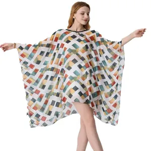 Femme ete 3D impression geometrique mousseline plage robe amples vacances kaftan pareo