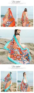 Détail du magnifique drap de plage ethnique montrant des motifs colorés pour l'été.