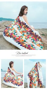 Chale de plage surdimensionne imprime floral boheme foulard protection solaire d'ete