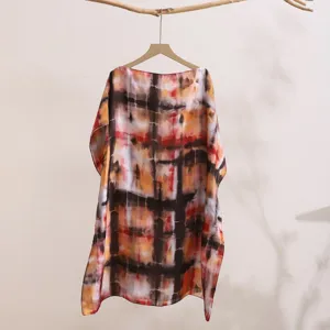 Women Summer Loose Printed Sun Protection Shawl Faux Silk Off Shoulder Beach Cape
