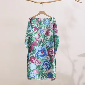 Floral Print Chiffon Sunscreen Shawl Detail Lightweight Kimono Cardigan Summer Wear