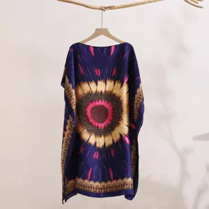 Detailed view of women's floral printed faux silk sun protection shawl with elegant design.