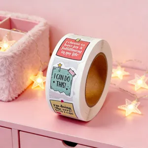 Rouleau d'autocollants de notes de motivation en anglais pour decoration de journal et DIY.