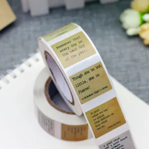 English quote decorative sticker roll, adhesive diary journal scrapbooking crafting supplies.