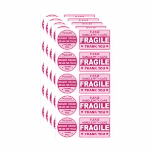 Pink fragile warning stickers set self adhesive shipping mailing envelope label sheets