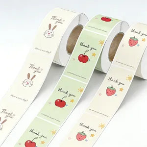 Thank You Stickers Bakery Gift Wrapping Sealing Labels Creative Cartoon Cute Design Self Adhesive Decorative Decals