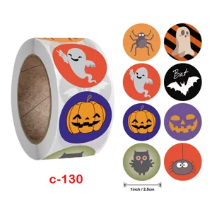 Halloween Kerst Rolsticker Etiketten Rond Zelfklevend Cadeauverpakking Afdichtingen Schattige Cartoon Feest Decor