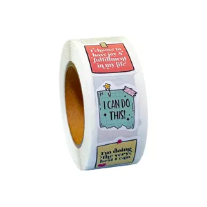 Rouleau d'autocollants de citations anglaises motivantes pour carnet et bricolage.