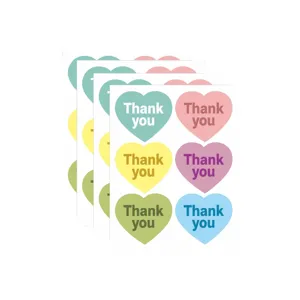 Heart Shaped Macaron Color Thank You Sealing Stickers for Gift Packaging Envelope Decoration
