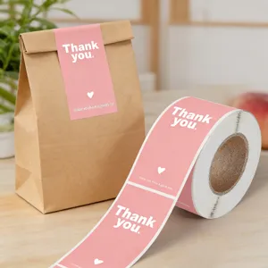 Rouleau d'autocollants de remerciement roses pour emballage cadeau et décoration de mariage.