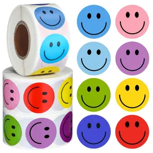 Roll Smile Face Stickers Cute Cartoon Expression Reward Decorative Sealing Stickers For Kids School Office