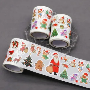 Christmas sticker rolls waterproof festive holiday decor DIY crafts party supply 480pcs