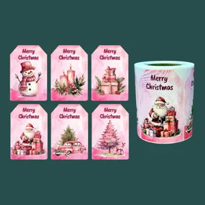 Christmas Holiday Sealing Stickers Roll Watercolor Festive Gift Bag Box Decorative Labels Party Packaging Supplies