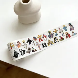 Christian Jesus decorative stickers roll detail, religious faith sticker roll for crafts