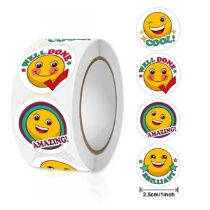 500pcs roll reward stickers cute cartoon expression adhesive seals for school children