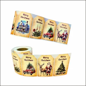 Christmas sticker roll festive gift wrapping seal label holiday decoration adhesive