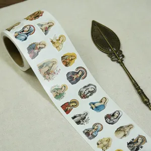Vintage religious portrait sticker roll for journaling, diary decorating and DIY crafts.
