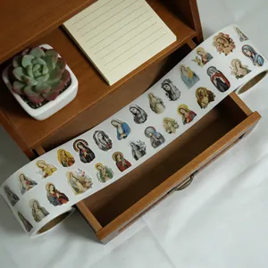 Retro religious art sticker roll vintage saint portrait adhesive tape for journaling craft DIY