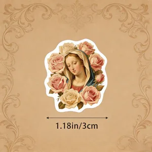Vintage Virgin Mary and rose sticker classical religious art design for scrapbooking decor 1pcs