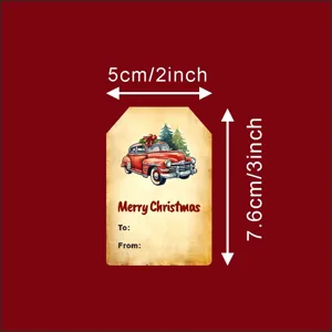 Christmas gift stickers vintage red car holiday decorative package sealing labels