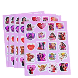Valentine's Day stickers pink romantic love heart sticker sheets for cute party decoration