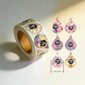 Adesivi di Ringraziamento Floreali Colorati a Goccia Etichette di Sigillatura per Piccole Imprese Rotolo Adesivi di Carta Decorativi