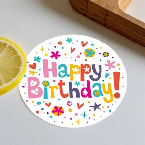 Autocollants Joyeux Anniversaire Étiquettes d'Emballage Cadeau Adhésives Rondes Pour Décoration de Fête et Célébration Scolaire d'Enfants