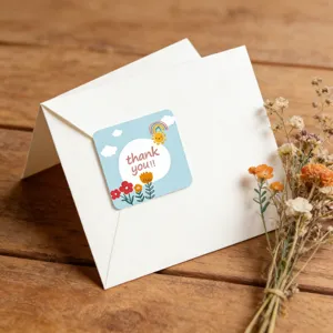Thank You Sealing Stickers Square Adhesive Labels For Gift Packaging Journaling Cute Decorative Stationery