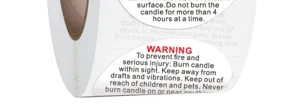 Round roll candle warning stickers art paper safety labels for home candle jar containers 500pcs